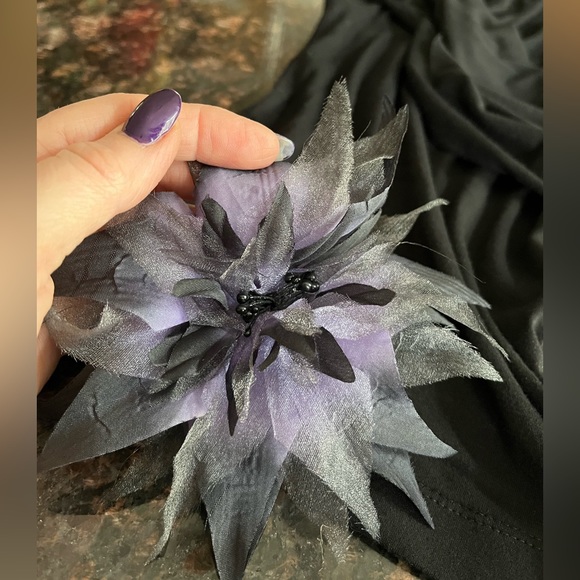 Ariella Black Strapless Asymmetrical Hem With Removable Flower Mini Dress - Picture 8 of 10